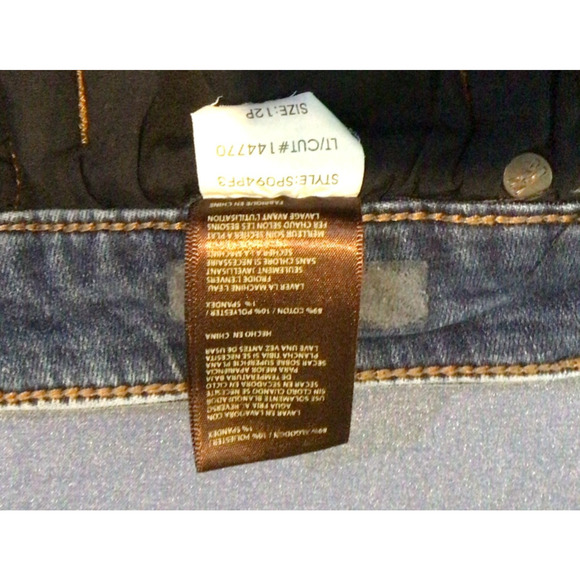 KUT from the Kloth Dark Wash Distressed Straight Leg Jeans Size 12 Petite - Picture 5 of 6